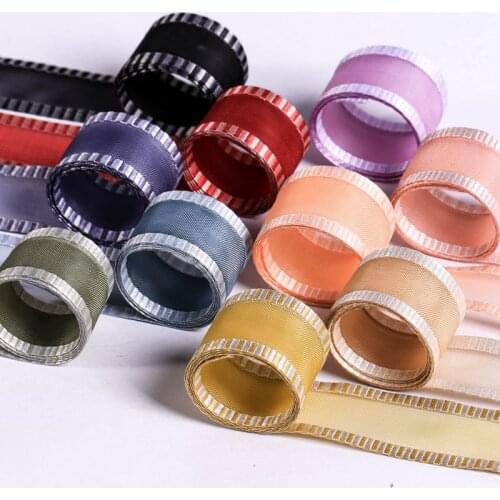 5 yards/lot Wavy Hollow Organza Ribbon DIY Bow Hair Accessories Bouquet Gift Packaging Clothing Sewing Material