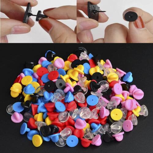 50pcs Metal/ Rubber Pins Back Brooch Buckle Button Clasps For Needlework Butterflies Brooch Back Caps Diy Jewelry Accessories