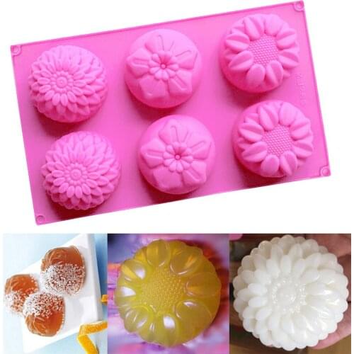 6 Cavity Flower Shaped Silicone DIY Handmade Soap Candle Cake Mold Supplies 6 Hole Crafts Handmade Soap Mold Free Shipping