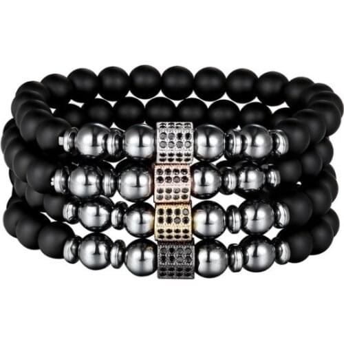 8mm crow yellow Tigereye gold silver copper cz zircon cubic zirconia beads bohemian Bracelet agate Onyx Stone Bangles fg3d