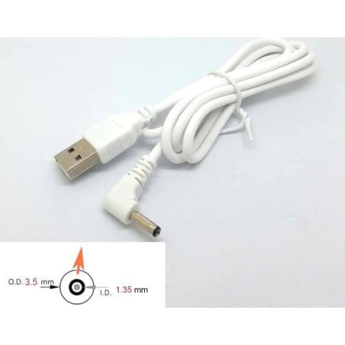 90 Angle PC USB Male To 5V DC 3.5mm X 1.35mm Barrel Connector Power Cable Cord Adapter White c446