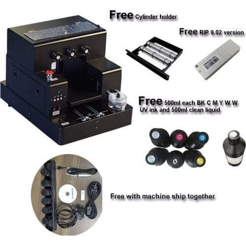 A4 Size LED Automatic UV flatbed Printer Cylinder material Bottle Flatbed UV machine