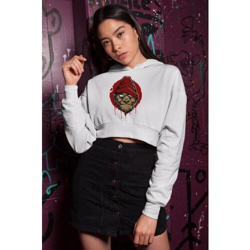 Angemiel Wear Badboy Monkey White Short Hooded Sweatshirt