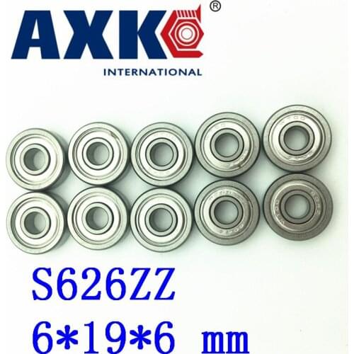 Axk 10pcs Free Shipping Sus440c Environmental Corrosion Resistant Stainless Steel Deep Groove Ball Bearings S626zz 6*19*6 Mm