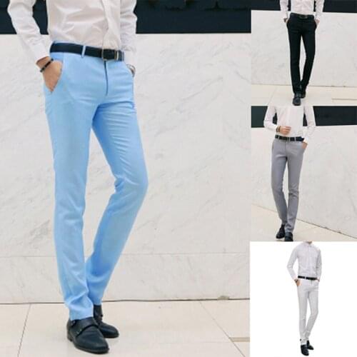 Work Pants Mens Suit Bottom Dress Casual Straight Business Classic Office Formal Pant Big Size Trousers Male High Waist Pants