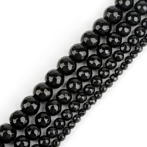 4mm/6mm/8mm/10mm Black Onyx Natural Stone Beads Faceted Carnelian Agat Beads Faceted Round Onyx Beads For Jewelry Making