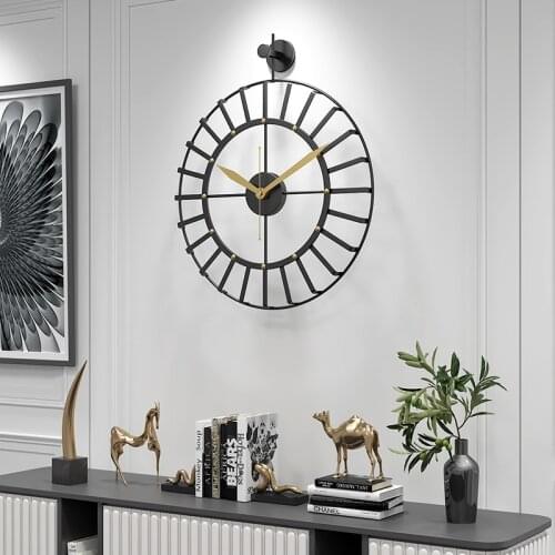 20 Inch Metal Watch Clocks Luxury Design Wall Clock Modern Design Silent Metal Black Cheap Wall Clock Battery Operated Best Gift