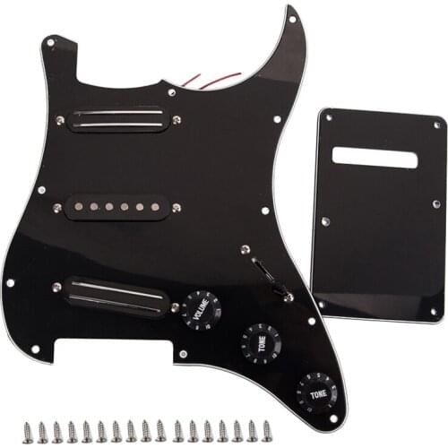 Black 3-Ply Sss Dual Rail Pickups Loaded Prewired Guitar Pickguards For 11 Hole Electric Guitar