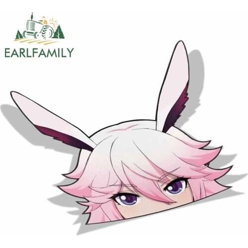 EARLFAMILY 13cm x 10.3cm for Yae Sakura Houkai Impact 3rd Peek Anime Big Head Vinyl Transfer Car Sticker JDM Window Trunk Decal