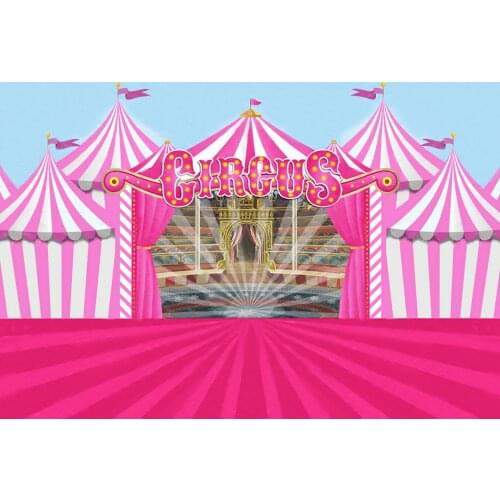 Pink Circus Birthday Party Background Circo Baby Shower Backdrop Girl Carnival Poster Show Stage Photo Booth Portrait Banner