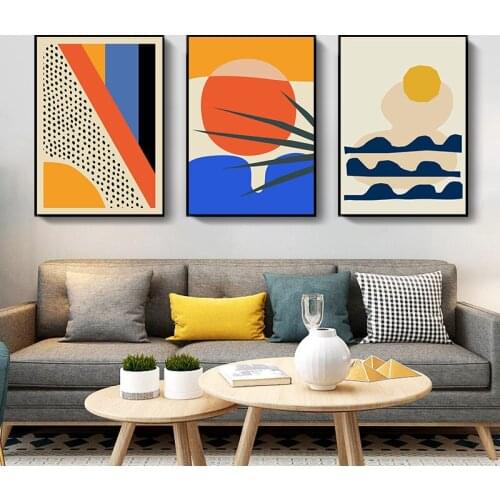 Geometric Colorful Yellow Red Poster Modern Abstract Canvas Prints Minimalist Painting Wall Art Decor picture Nordic Home Decor