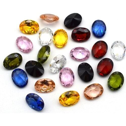 Hot Selling Oval Artificial Colored Gemstones Pointback Crystal Zircon Clothing Diy Rhinestones 6*8mm/20Pcs