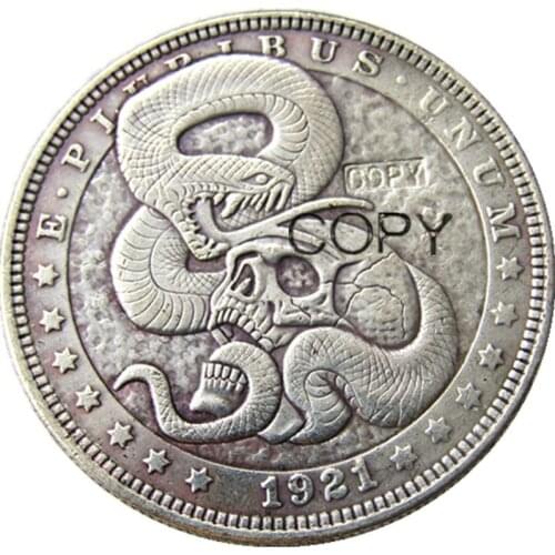 HB(82)US Hobo 1921 Morgan Dollar Skull Zombie Skeleton Silver Plated Copy Coins