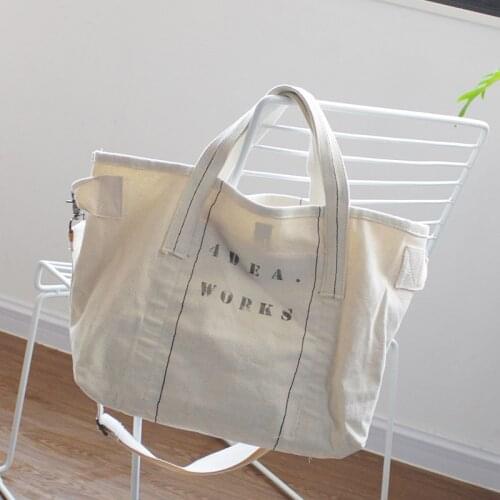 Canvas Shoulder Messenger Bag Simple Retro Handbag Casual Letter Printing Trend