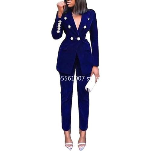 2021 Notched Full Sleeve Blazers Pants Suit Two Piece Casual Office Lady Outfit Solid Women Set Uniform Autumn Winter Tracksuit