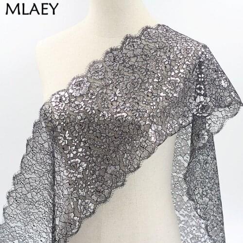 1.5meters Black&silver Lace Trim sewing accessories Eyelash Lace Ribbon For Dress wedding Party decoration 22cm wide