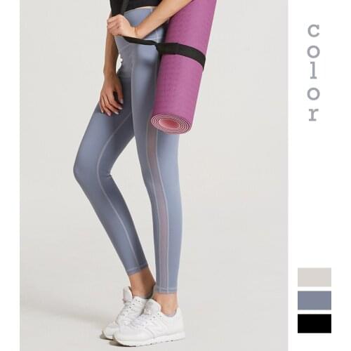 Moonglade Gym Leggings Yoga Pants Sports Fitness Running Clothes Women Mesh Stitching Slim Skin-Friendly Hip-Up High Waist Solid