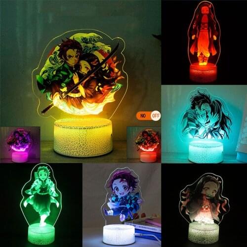 Demon Slayer Kimetsu No Yaiba Anime Night Light for Home Decor 3D LED Nightlamp 3d Acrylic Desk Light Kamado Tanjirou Nezuko