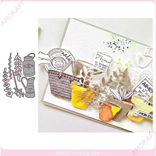 Potted plants Catkins Metal Cutting Dies for DIY Scrapbooking Photo Album Decorative Embossing PaperCard Crafts Die 2021