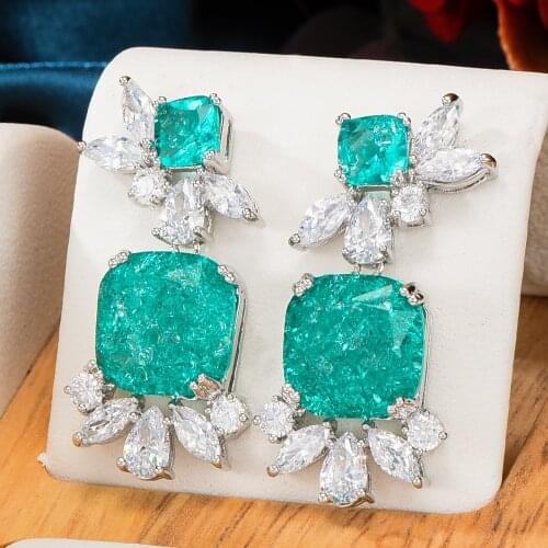 Missvikki Trendy Geometric Sweet candy Cubic Zirconia Crystal Shiny Earring For Women Bridal Earring aretes de mujer modernos