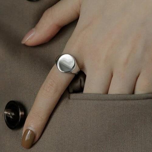 Fashion Irregular Round Geometric 925 Silver Open Finger Ring For Women Party Jewelry jz272