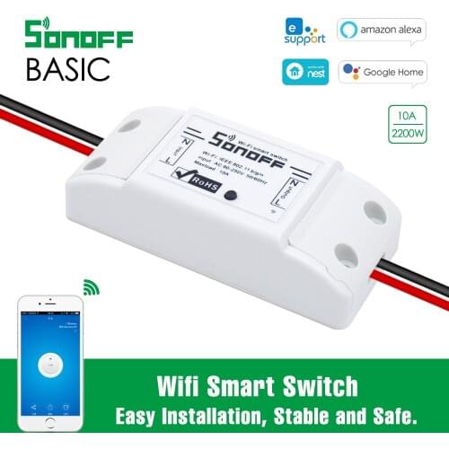 Sonoff Basic Wireless WiFi Switch DIY Remote Control Timer Set Automation Module Smart Home 10A 2200w/220v