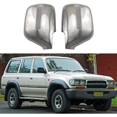 For Toyota Land Cruiser Autana 4500 FJ80 1992-2008 2PCS ABS Chrome plateddoor Rearview door mirror covers with Led