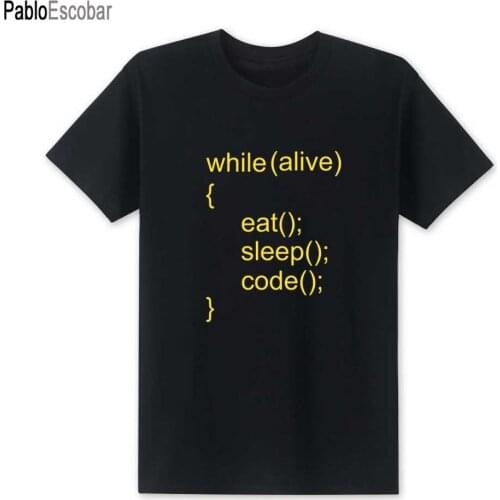 Shubuzhi New Summer Men While Alive Eat Sleep Code T Shirts Men Short Sleeve T-shirt Cotton Fashion Java Programmer Tops Tees