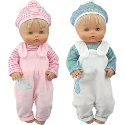 New Lovely Pink suit Clothes Fit 41 cm Nenucos Doll Nenuco Hermanita Purple Long Sleeves T-shirt Purple Dots Pants With Hat