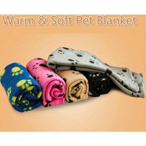 Puppy Pet Dog Paws Print Blanket Winter Warm Coral Fleece Soft Cute Cozy Breathable Dog Bed Pet Dog Cat Towel Pet Dog Supplies
