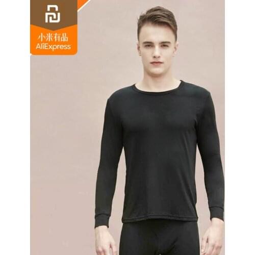 Original youpin mijia COTTONSMITH womens mens far infrared heat thin section set autumn pants black