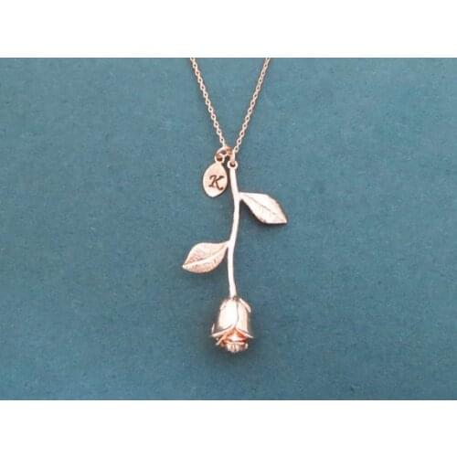 Personalize initials rose gold flower friendship necklaces,custom initials jewelry New Year Christmas graduation sister gifts