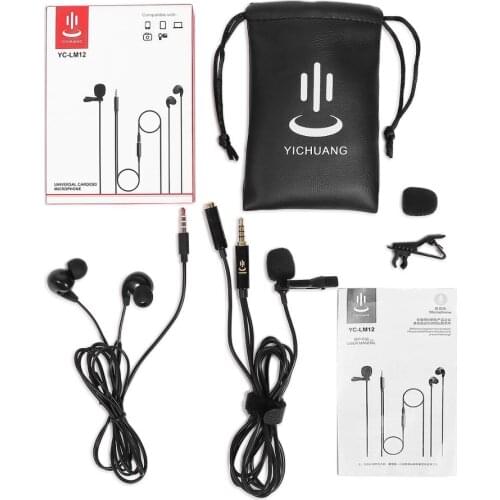 YC-LM12 3.5mm Phone Audio Video Recording Lavalier Condenser Microphone for iPhone 5 4S 4 Sumsang Xiaomi HTC Huawei