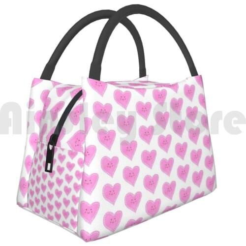 Portable Insulation Bag The Heart Of Sugar Heart Hearts Pink Gray White Graphic Design Watercolor Sleeve For