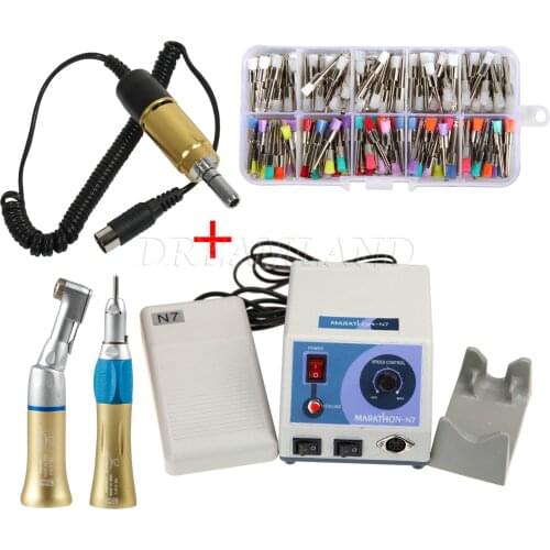 Dental Lab Portable Polishing Machine N3 + E-Type Electric motor+Gold Straight/Contra Handpiece+Polishing Brushes/Cups Mixed