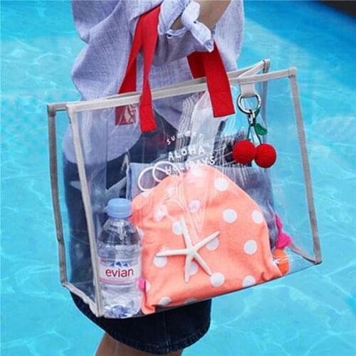 Transparent Clear PVC Waterproof Portable Swimming Beach Bag for Women Men Shoulder Bag for Umbrellas Sundries Kids Toys Towels