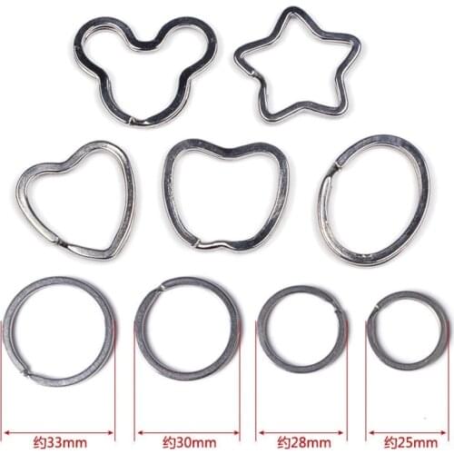 REGELIN Star/Oval/Heart Shape 25/28/30/33mm Round Keychain Circle Keyring Findings Fit DIY Keychain Rings Circles Accessories