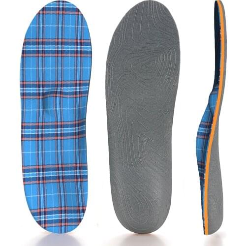 Blue Striped High Arch Support Insoles,Plantar Fasciitis Relief Shoe Inserts,Thick Orthotic Insoles Men
