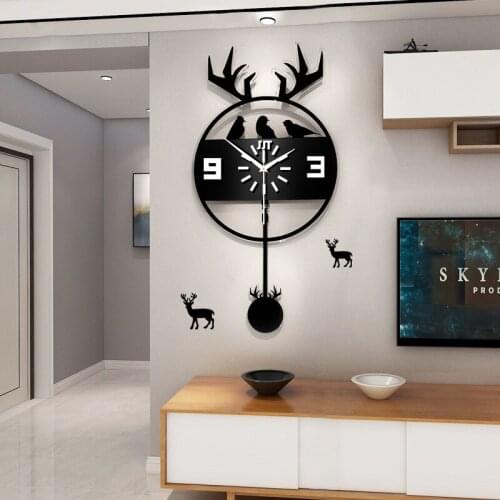 Nordic deer head watch wall clock living room simple creative clock home decoration silent quartz clock popular