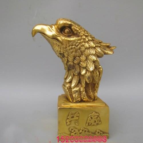 Large-Bring in wealth and treasure # office home shop business Money Drawing Mascot# Arabia Eagle FENG SHUI Brass statue