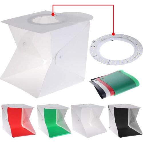 1Set Portable Shooting Light Box Foldable Mini Photo Lightbox Tent Dimmable Tabletop Photography Softbox Kit with 4Colors