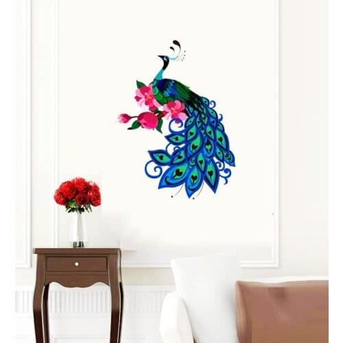 Three Ratels C404 Classical art wall sticker art for livingroom Traditional color peacock for laptop guitar