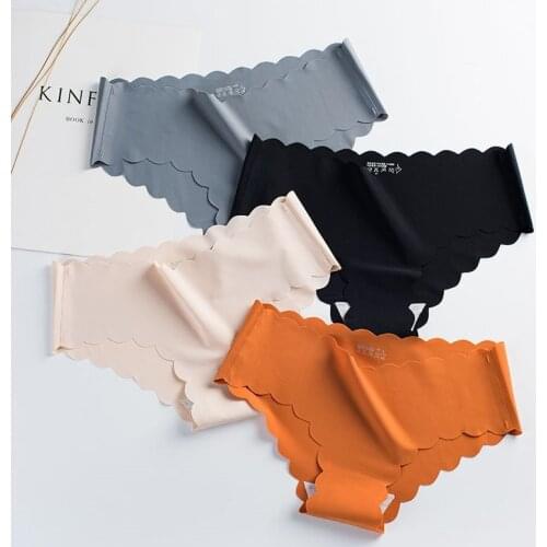 Womens Sexy Ruffle Panties Underwear Female Seamless Silk Briefs Lady Satin Slip Panty Solid Color Intimates Lingerie For Woman