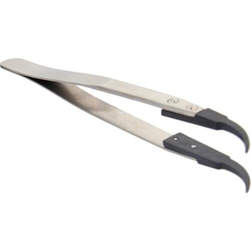 Utoolmart 1/3/5pcs New Anti-static Carbon Fiber Tweezers Pointed Elbow High Precision Non-magnetic Hand tools Industrial Forceps