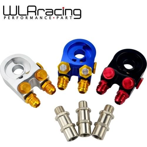 WLR RACING - Aluminum AN10 Oil Filter Cooler Sandwich Plate Adapter TURBO WITH Thermostat And FITTING 3/4-16 UNF,M20*1.5