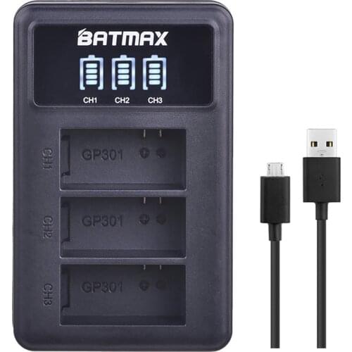 LED 3-slots USB Battery Charger for Gopro Hero 3 3+ AHDBT-301, AHDBT-201 battery for go pro Accessories