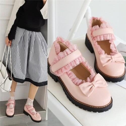 Mary Jane Shoes for Women Low Heels Woman Pumps Japanese School Lolita Kawaii Shoes Girl Student Shoes Block Heel Ladies Shoes