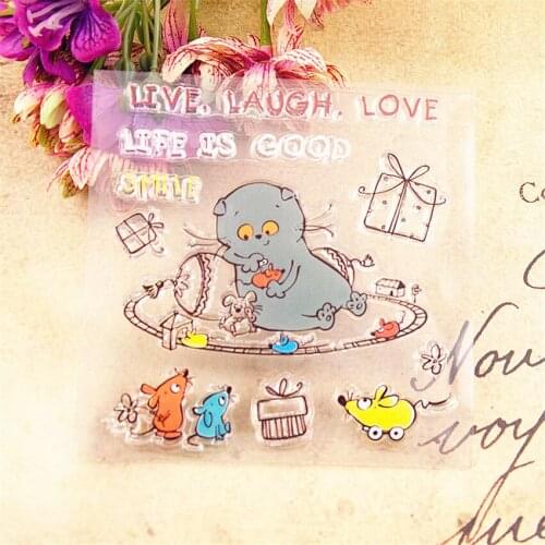10x10cm Pussy cat Transparent Clear Stamps Silicone Seals Roller Stamp DIY scrapbooking photo album/Card Making wedding