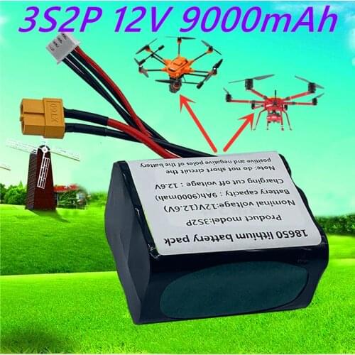 2021New 12V Battery 12.6V 9Ah 3S2P Li-ion Use Single Cell NCR18650GA Combination Suitable for Parrot Disco and Various Drones