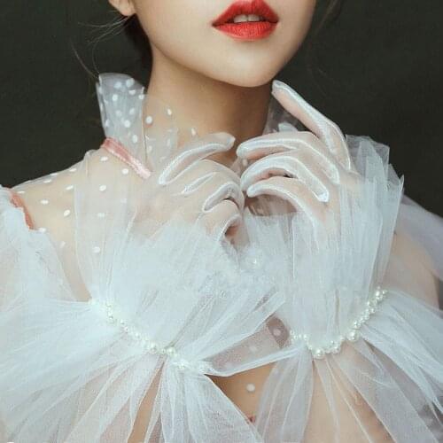 3 Colors Fashion Fluffy Mesh Gloves Fairy Women Wrist Lace Flounces Gown Bride Model Studio Photo Shoot Decoration